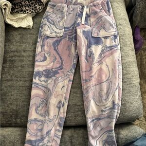 Marble Print Joggers in Pink and Purple
